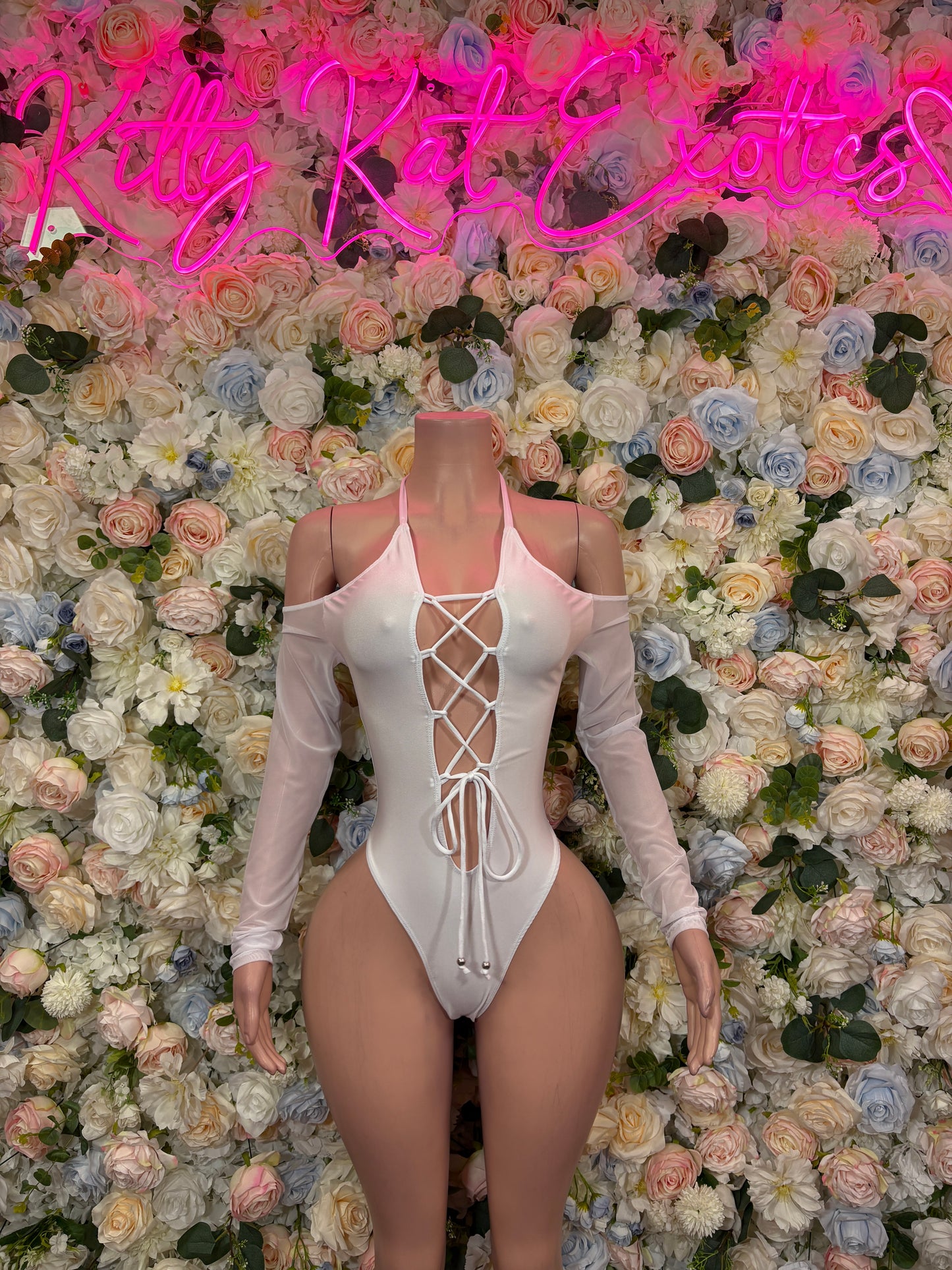 Bottlegirl White Bodysuit One-Piece Rave Oufit– Exotic Dance & Festival Clothing