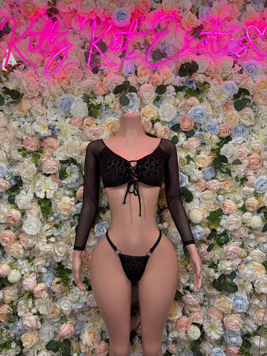Black Two Piece Bodysuit - Sexy Exotic Dancewear Festival Outfit, EDM Rave Clubwear
