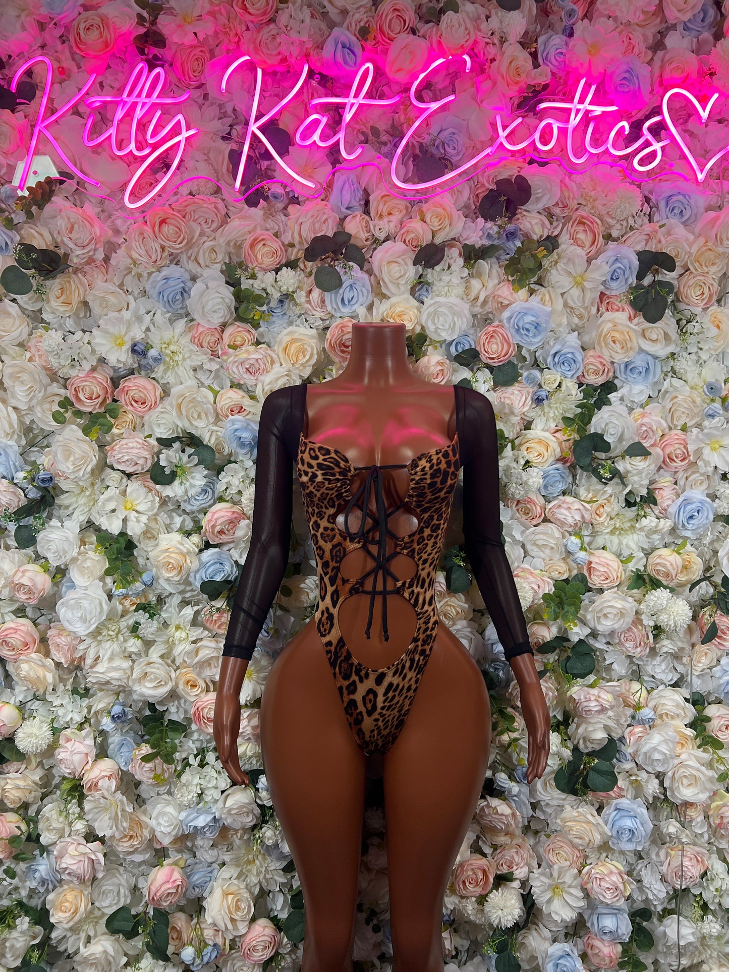 Leopard Print Bottlegirl Bodysuit  - One Piece Bartender Outfit, EDM Dancewear, Party Clubwear