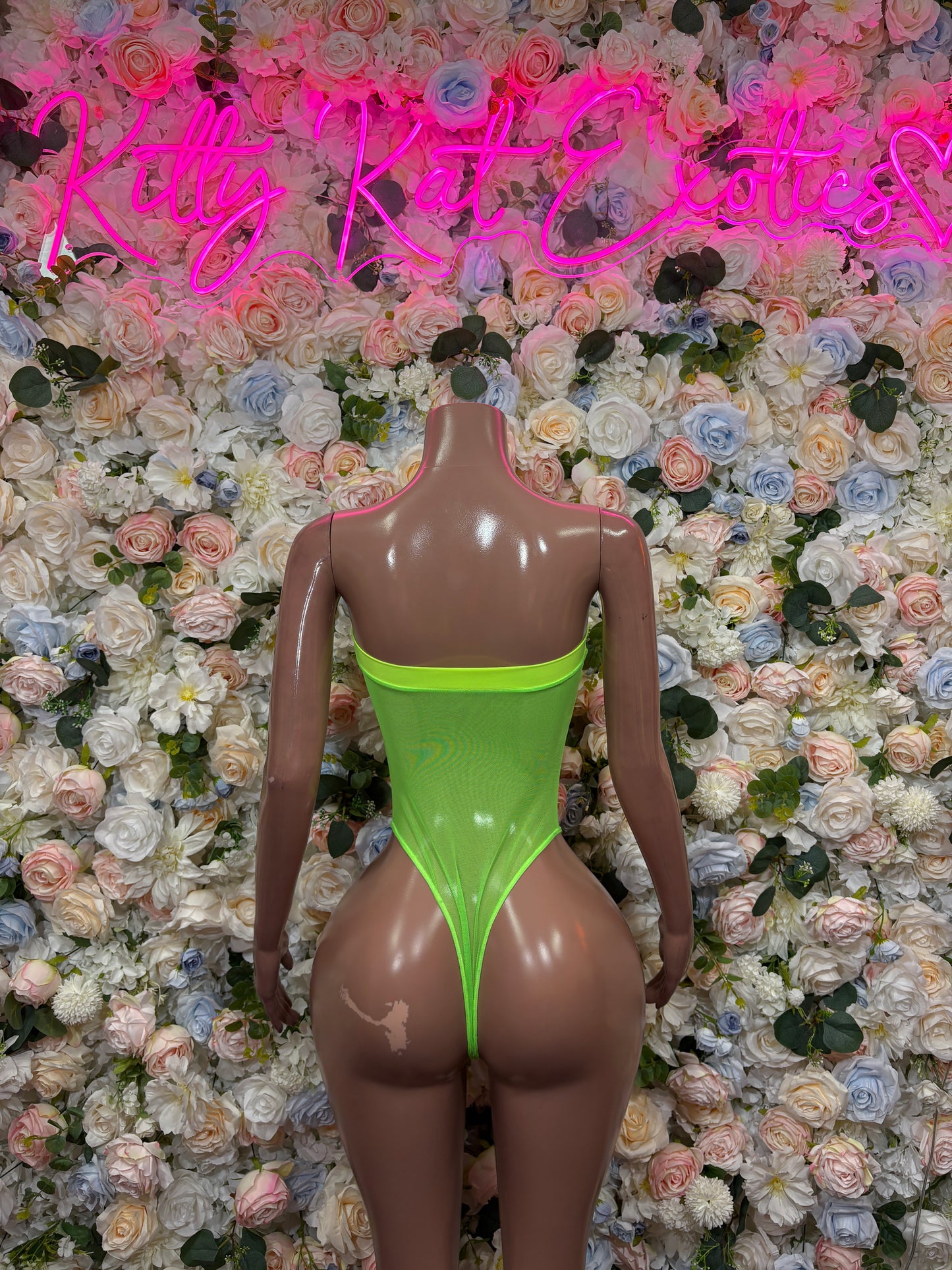 Exotic Dancewear One-Piece Bodysuit - Neon Green Raves, & Festival Clothing