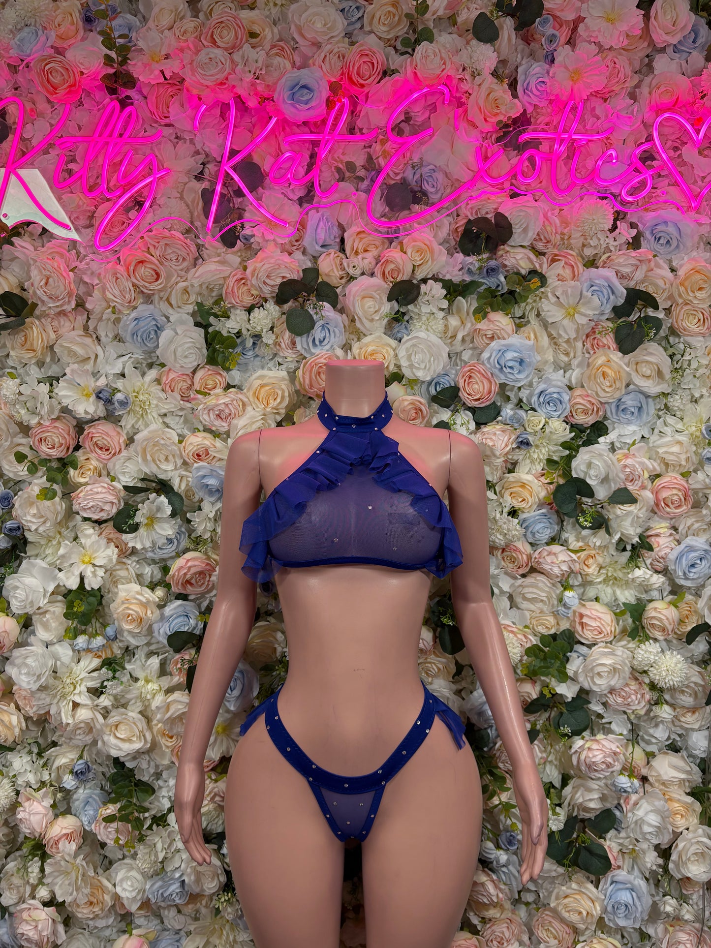 Rave Royal Blue Two Piece Set Bikini Set Exotic Dancewear Festival Outfit