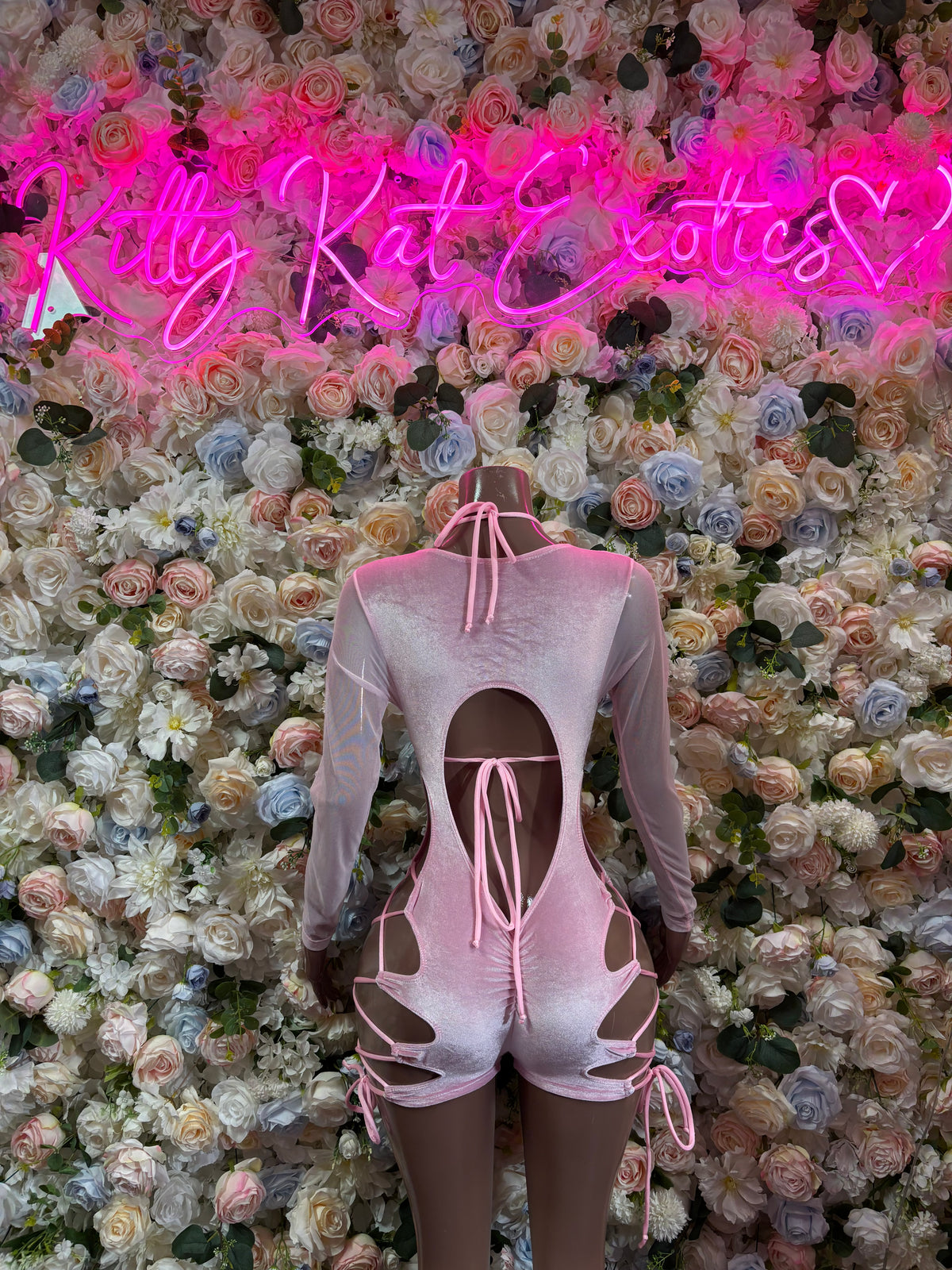 Baby Pink Velvet Lace-Up Bodysuit | Rave Clubwear, Festival Outfit