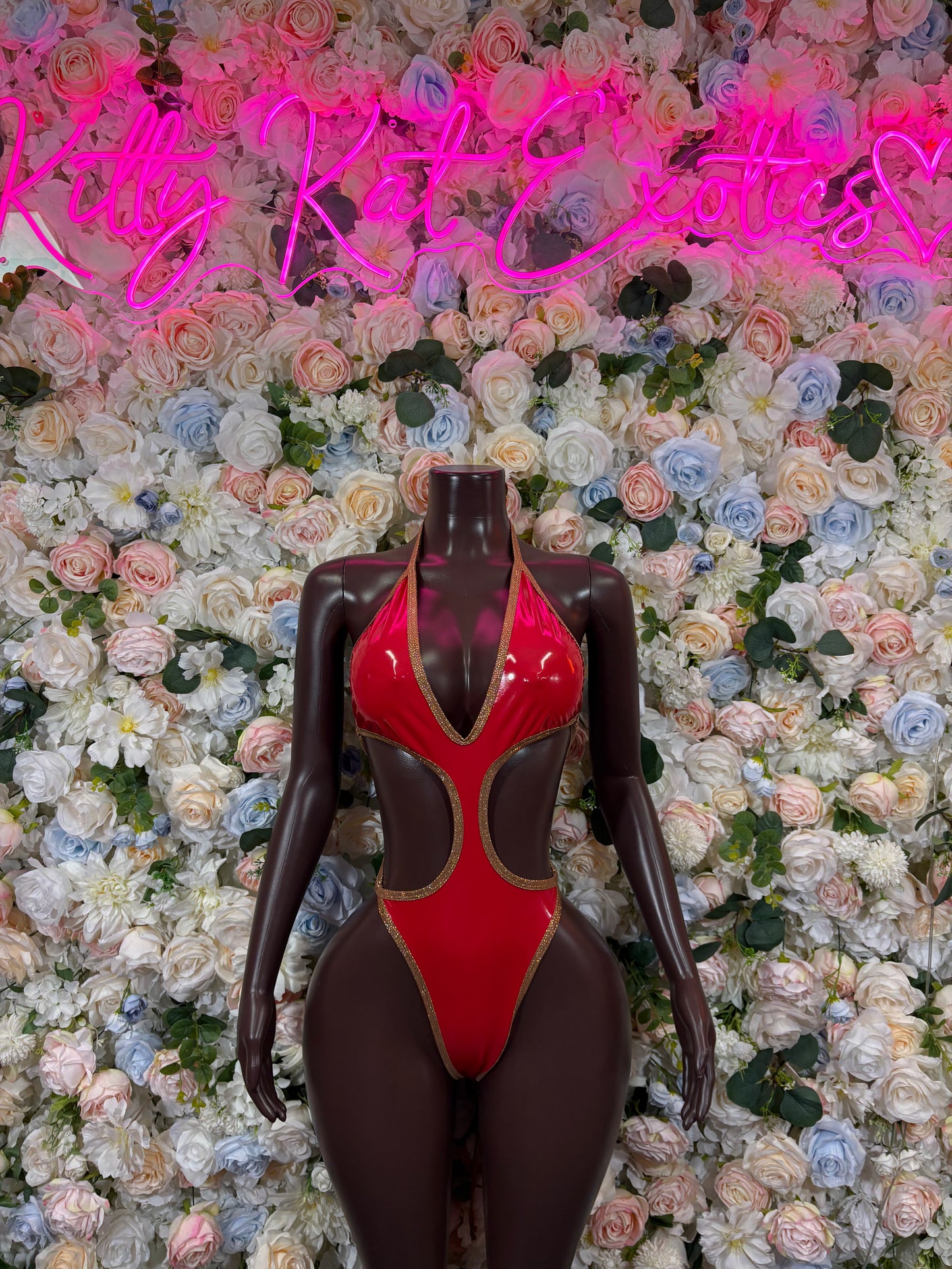 Matte Red Festival Bodysuit Women - Rave Outfit Exotic Dancewear Clubwear Bottle Girl Bodysuit