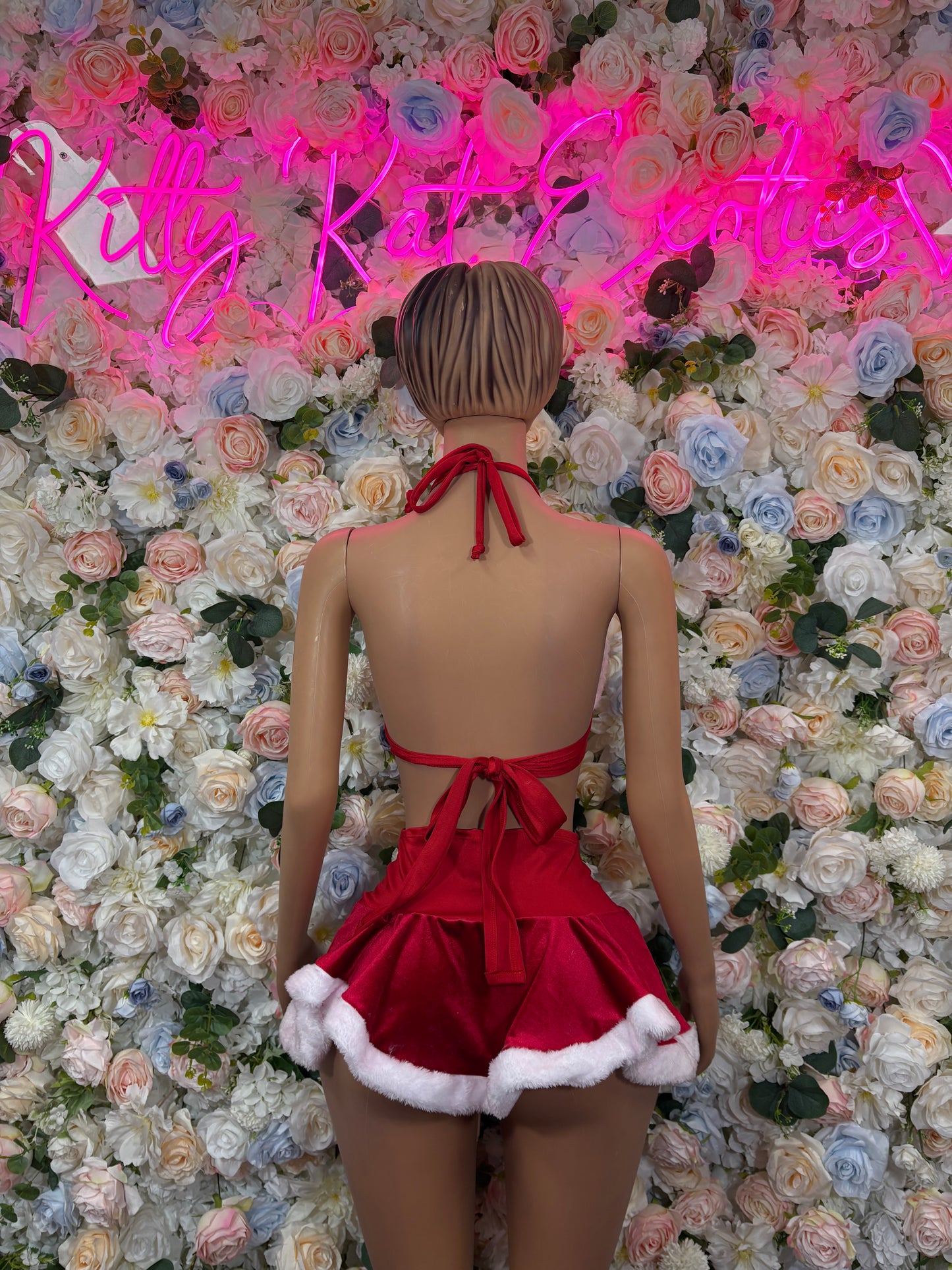 Christmas Outfit Sexy Santa Two Piece Skirt Set Costume Santa Baby Outfit Bartender Dancewear