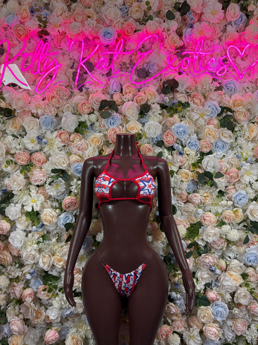 4th of July Bikini - Bottlegirl Two Piece Bartender  Patriotic Swimsuit for Beach, Pool Parties, or Summer Fun