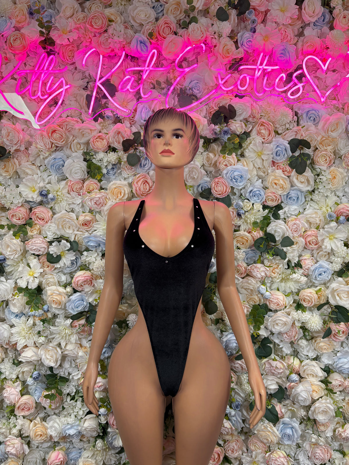 Black Velvet One-Piece Bodysuit  – Exotic Dance & Rave Wear Fesival Bodysuit