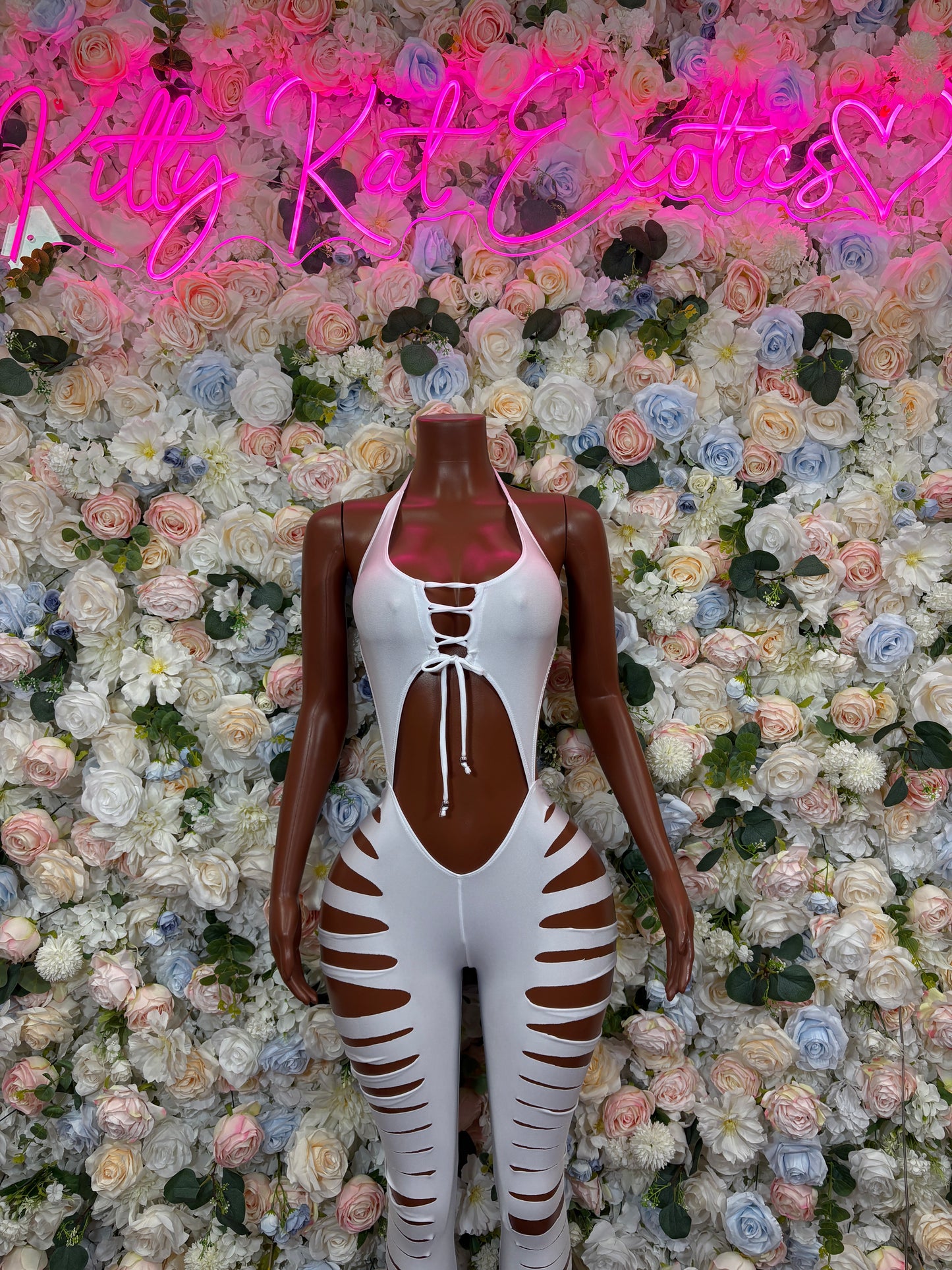 White Bodysuit One-Piece Rave Oufit– Exotic Dance & Festival Clothing