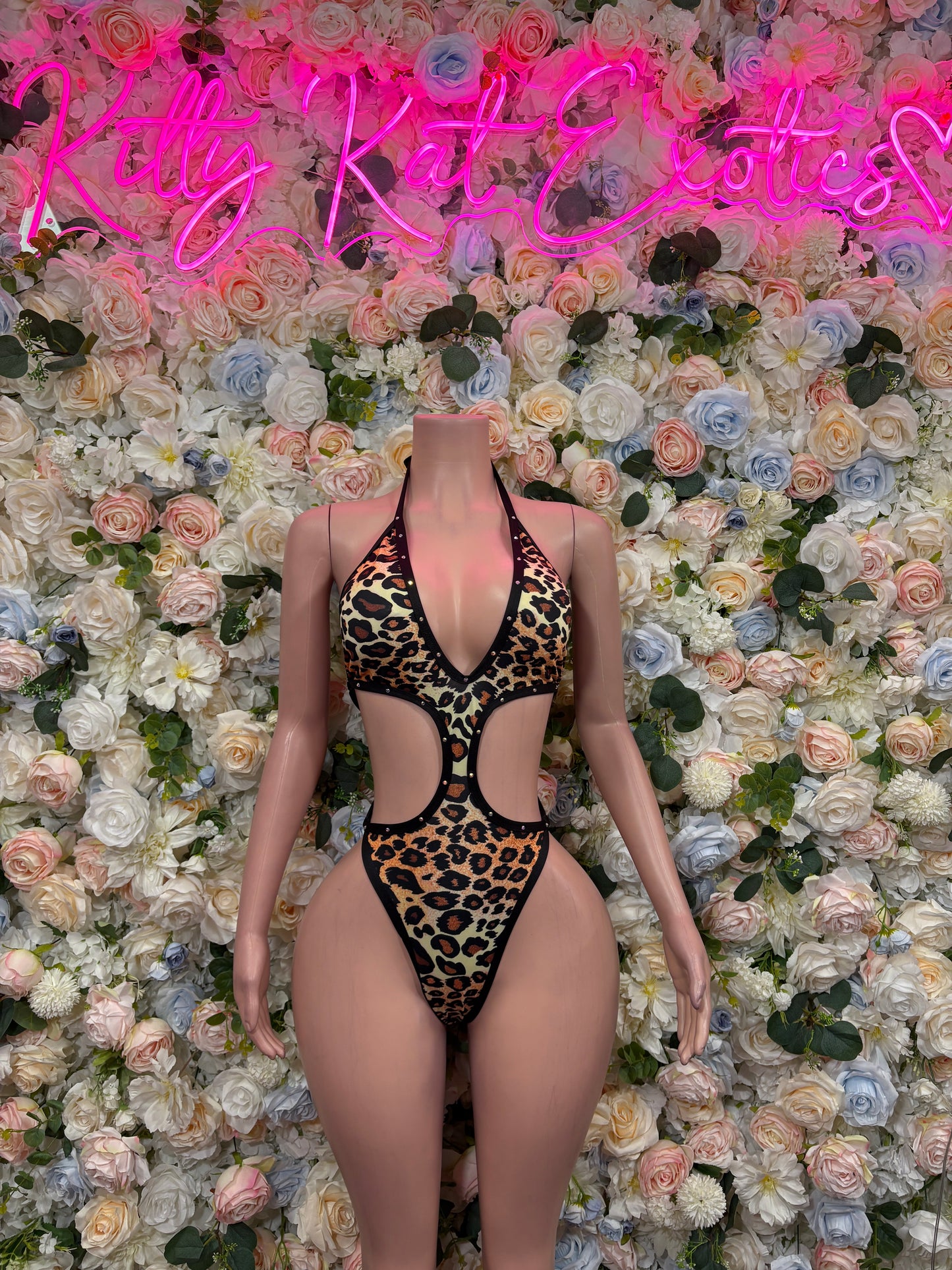 Leopard Print Bodysuit - Festival Outfit, Exotic Dancewear, Rave Clubwear, Party Bodysuit