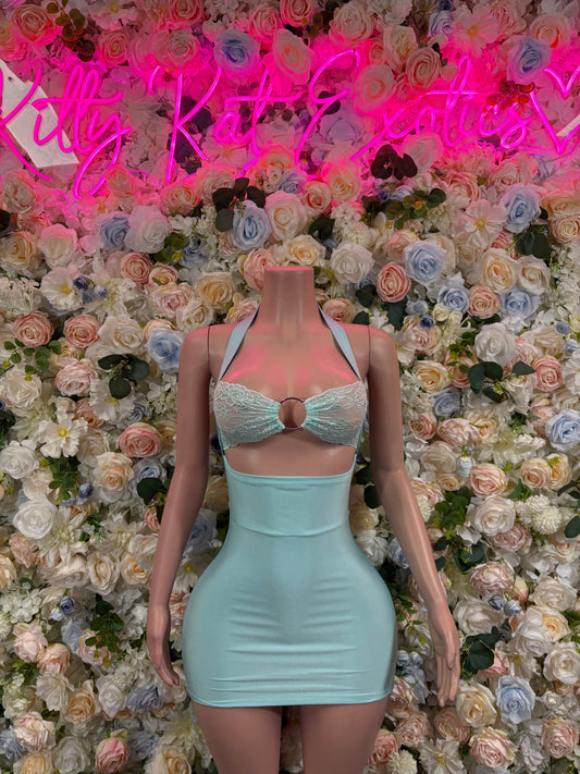 Turquoise Dress One-Piece Bartender Outfit– Exotic Dance & Rave Wear Festival Bodsuit