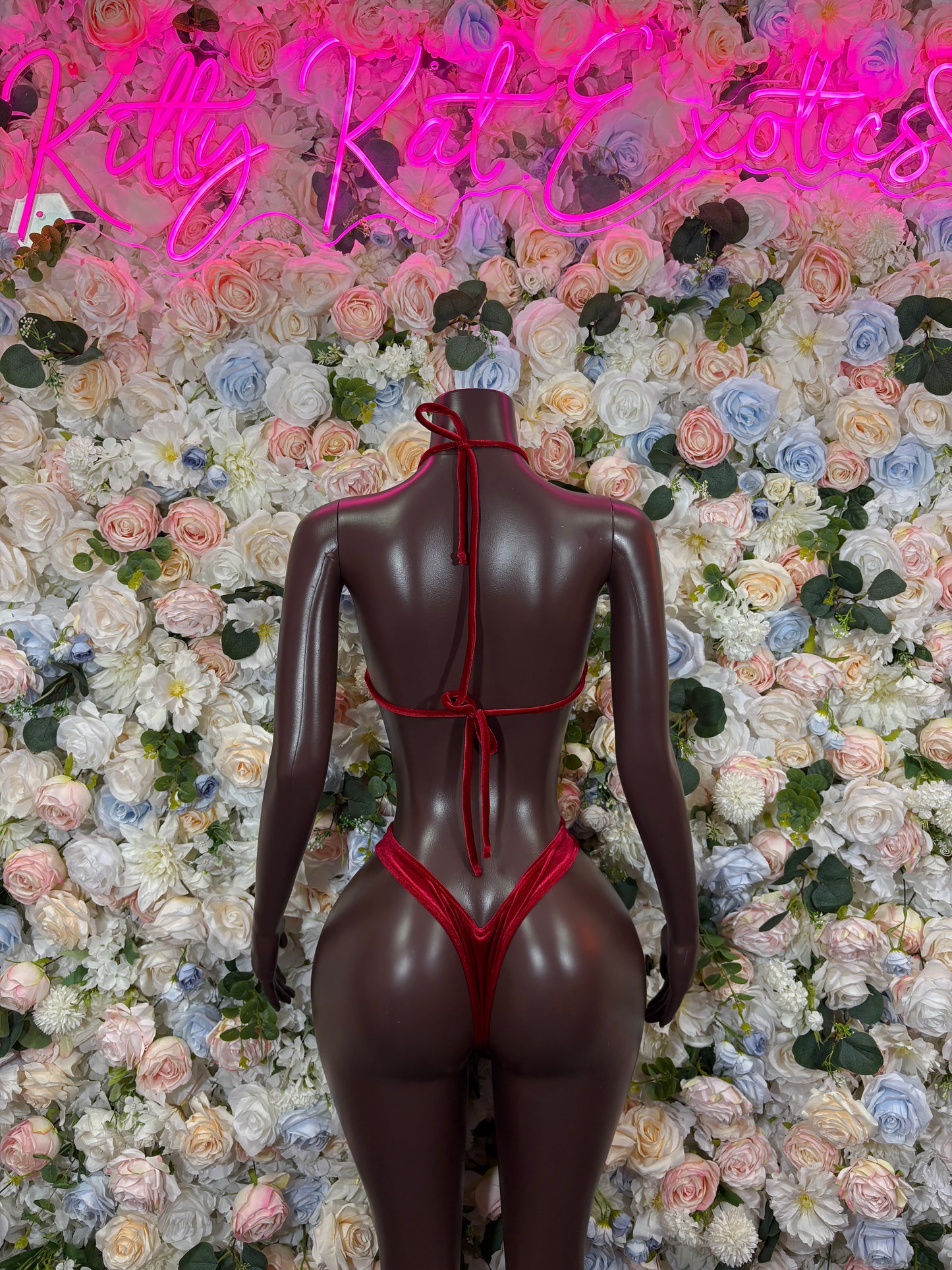 Red Velvet One Piece Bodysuit, Exotic Dancewear Rave Outfit