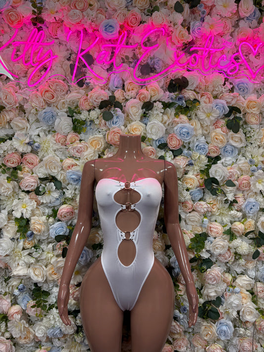 Bartender Bodysuit Summer White Design | Exotic Dancewear for Performers, Rave Outfits