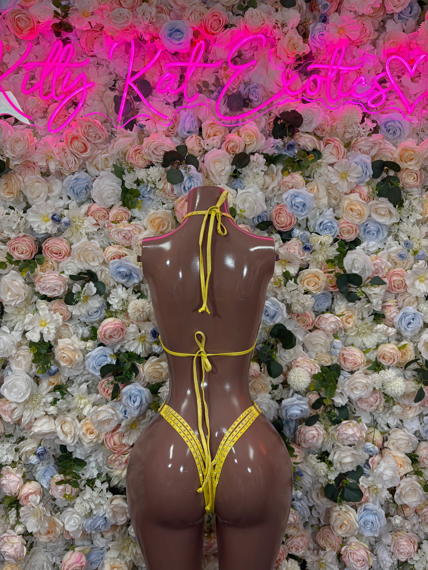 Yellow Rhinestone Bikini Exotic Dancewear