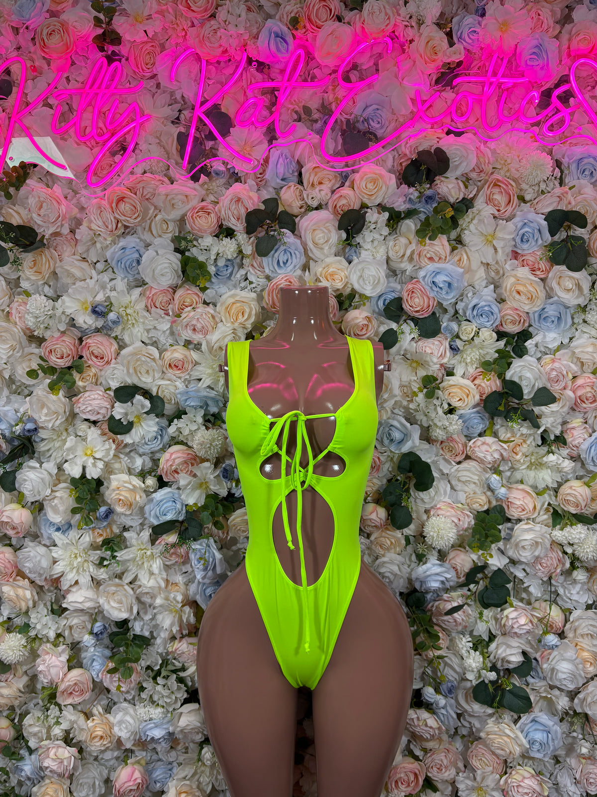 Neon Green Bottlegirl Bodysuit, Long Sleeve Rave Outfit, Festival Clubwear
