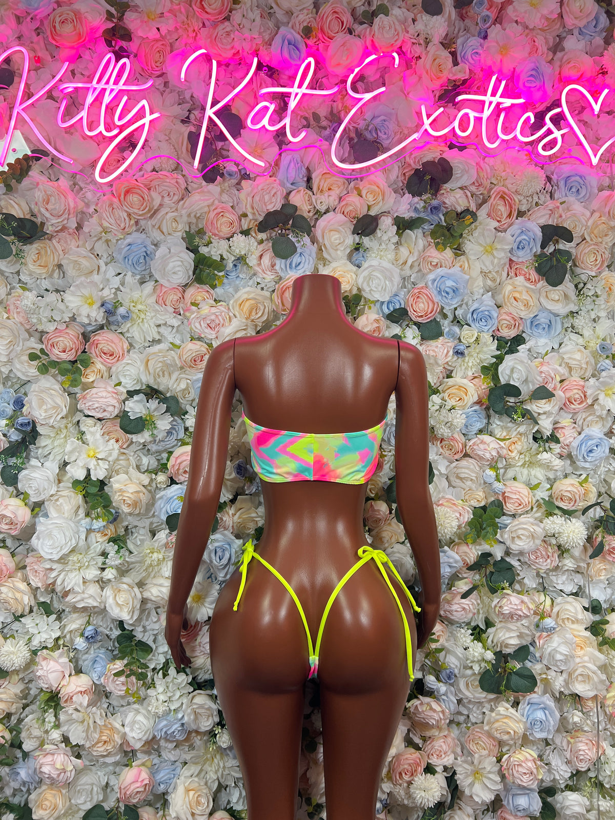 Exotic Dancewear Multicolor  Two Piece Rave Outfit, Swimwear Festival Clothing Ravewear