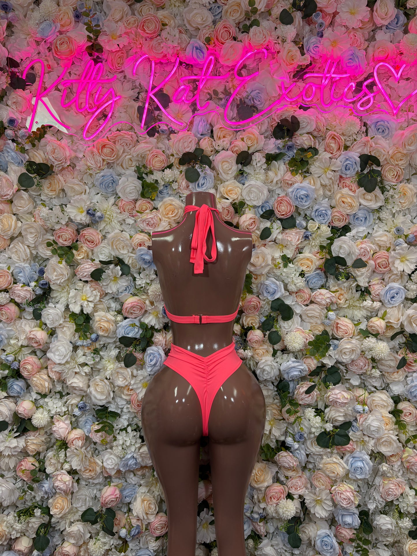 Coral Two Piece Rave Outfit Exotic Dancewear