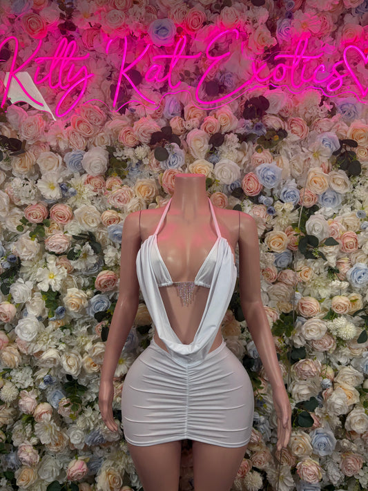 Exotic Dancewear Outfit White Dress Clubwear Festival Outfit EDM Party Dress Sexy White Bodycon Womens Dress