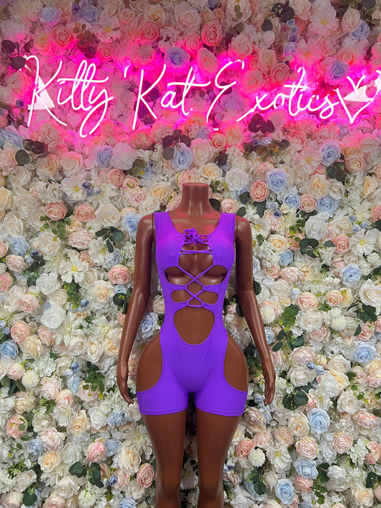 Bottlegirl - Exotic Dancewear Purple One Piece  - Rave Outfit  Sexy for Performers, Events, or Special Occasions