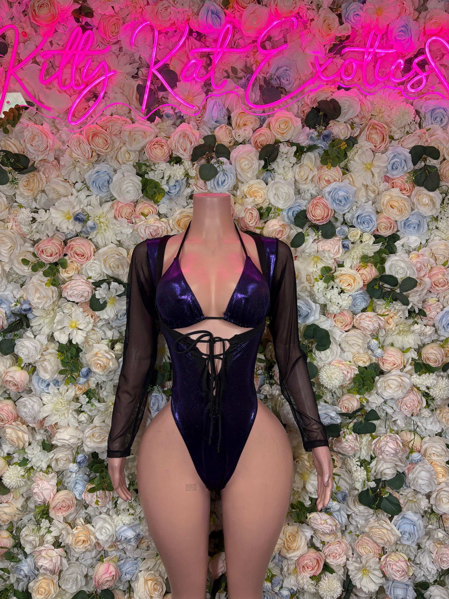 Bottlegirl Purple Metallic One-Piece Bodysuit Rave Outfit Exotic Dancewear Festival