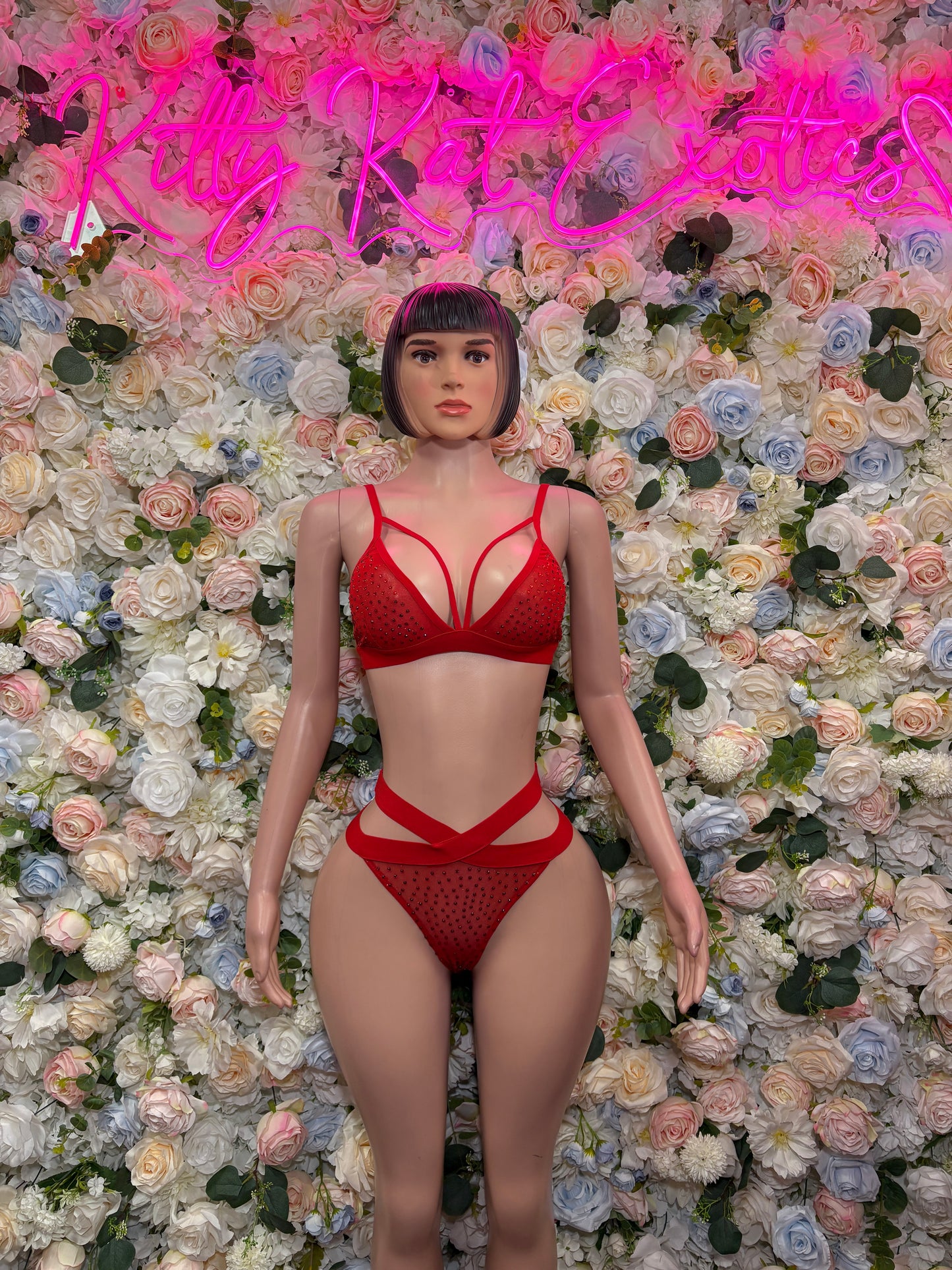 Red Two Piece Bikini Exotic Dancewear Rave Festival Outfit