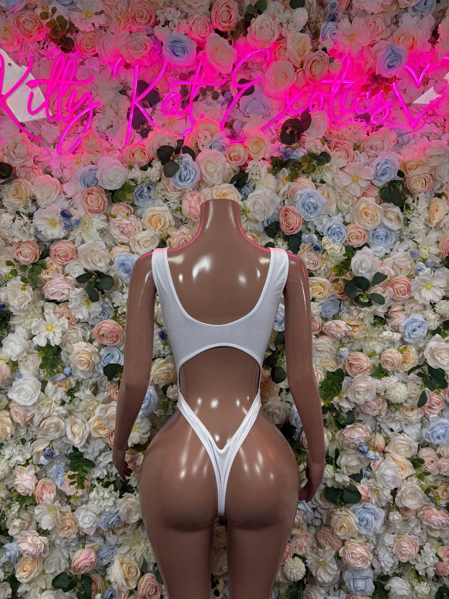 Christmas Outfit White One Piece Bodysuit Ravewear Exotic Dancewear for Performers, Raves, & Festival Clothing