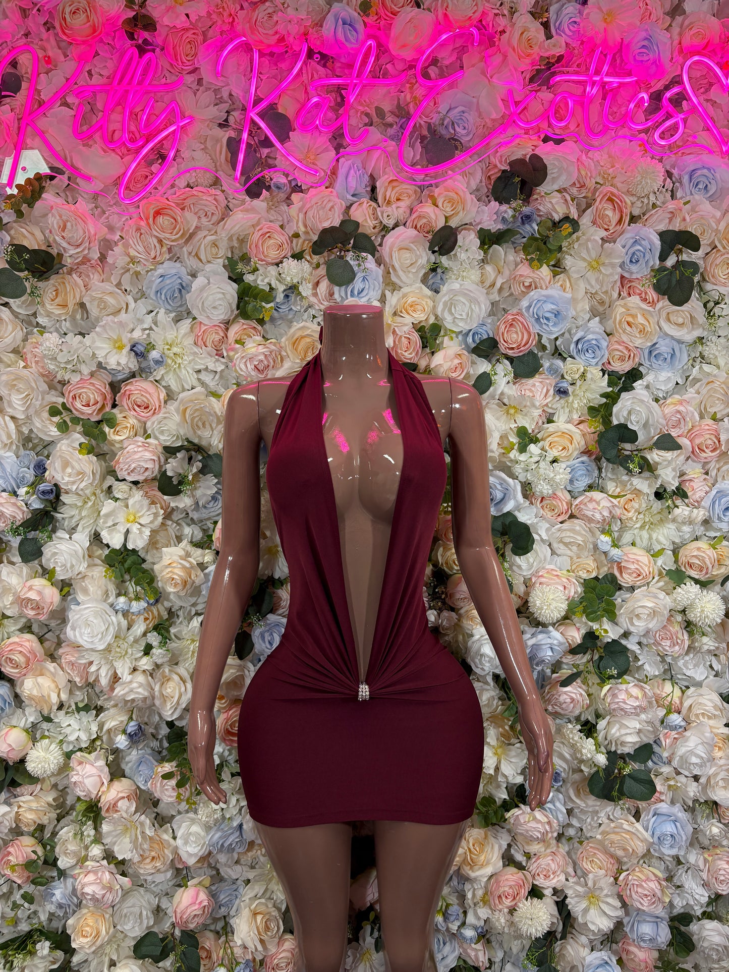 Burgundy Mini Dress  Ravewear - Sexy Festival Outfit, Clubwear, Performance Costume, EDM Party Wear