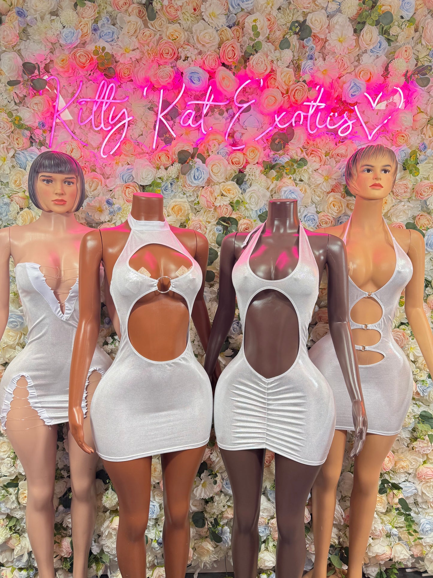 Dress White Metallic - Dress Exotic Dancewear for Performers, Raves, & Festival Clothing