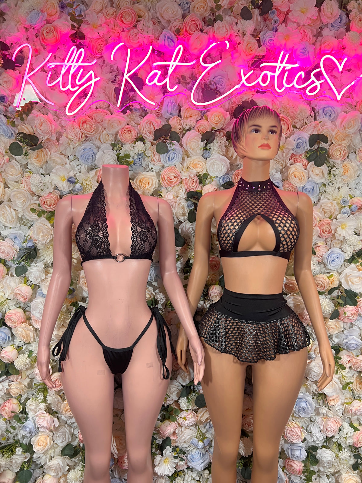 Black Lace Halter Lingerie Set, Two-Piece Bra Thong, Strappy Rave Dancewear Costume