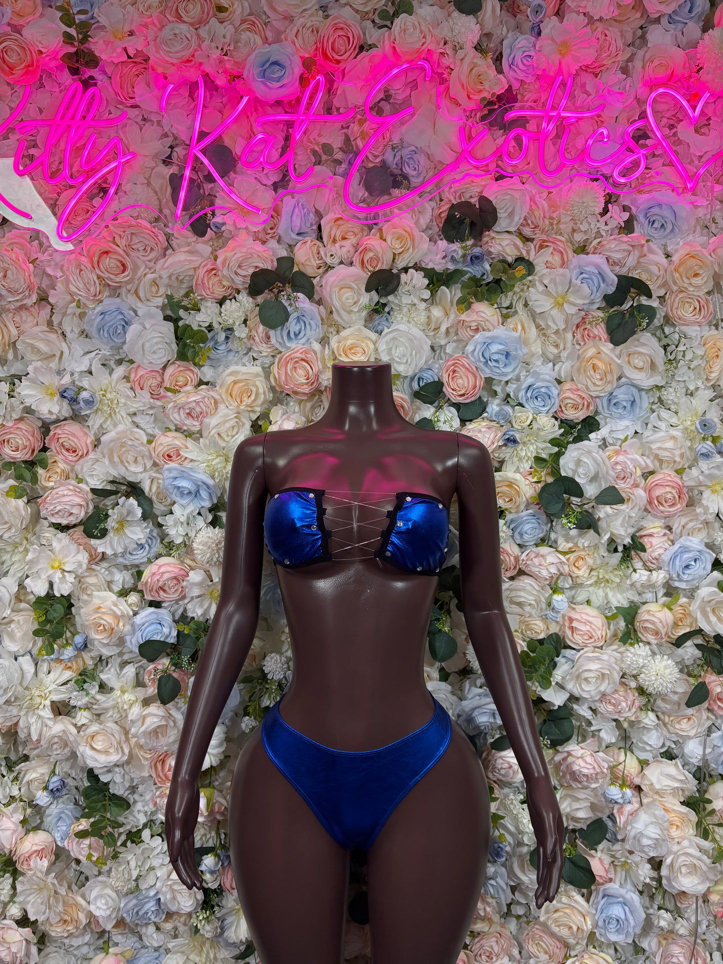 Royal Blue Bikini Two Piece Set Exotic Dancewear Rave Festival Outfit