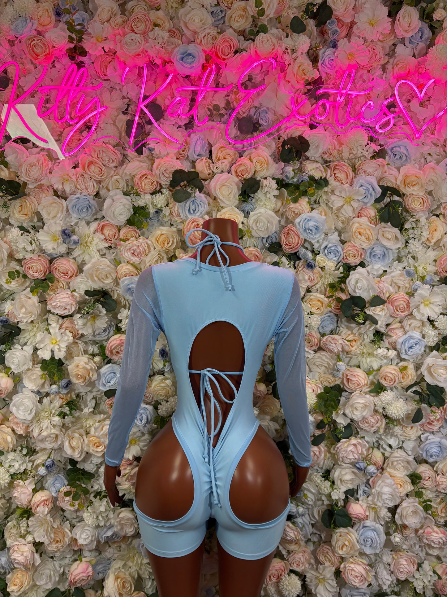 Bottlegirl One-Piece Bodysuit Baby Blue  - Custom Design | Exotic Dancewear for Performers, Raves, & Nights Out