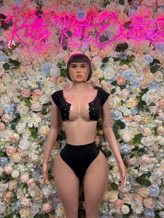Black Two Piece Festival Outfit Dancewear Clubwear