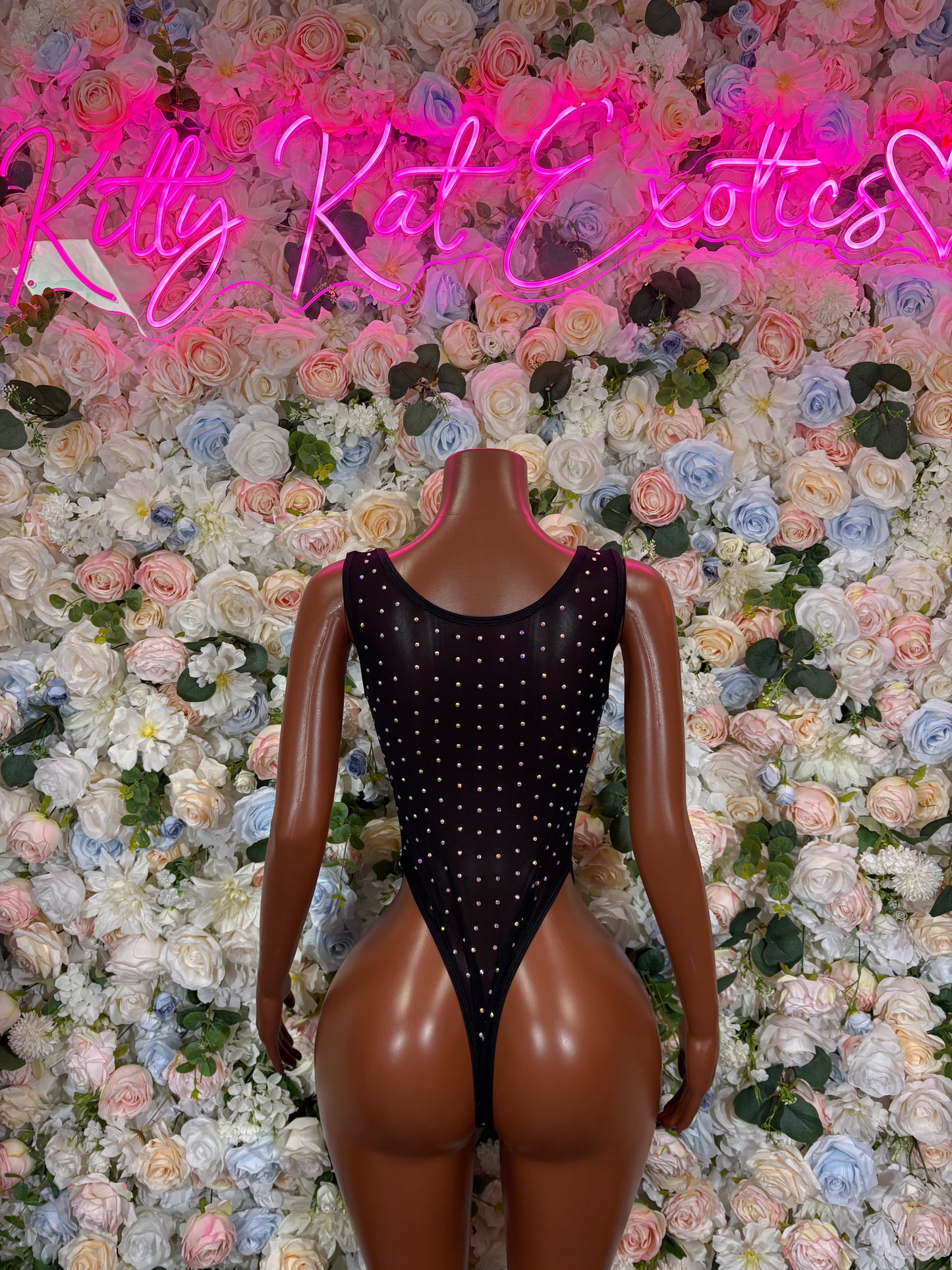 Black Rhinestone Cutout Bodysuit – High Cut Bottlegirl Dancewear, Rave Club Outfit