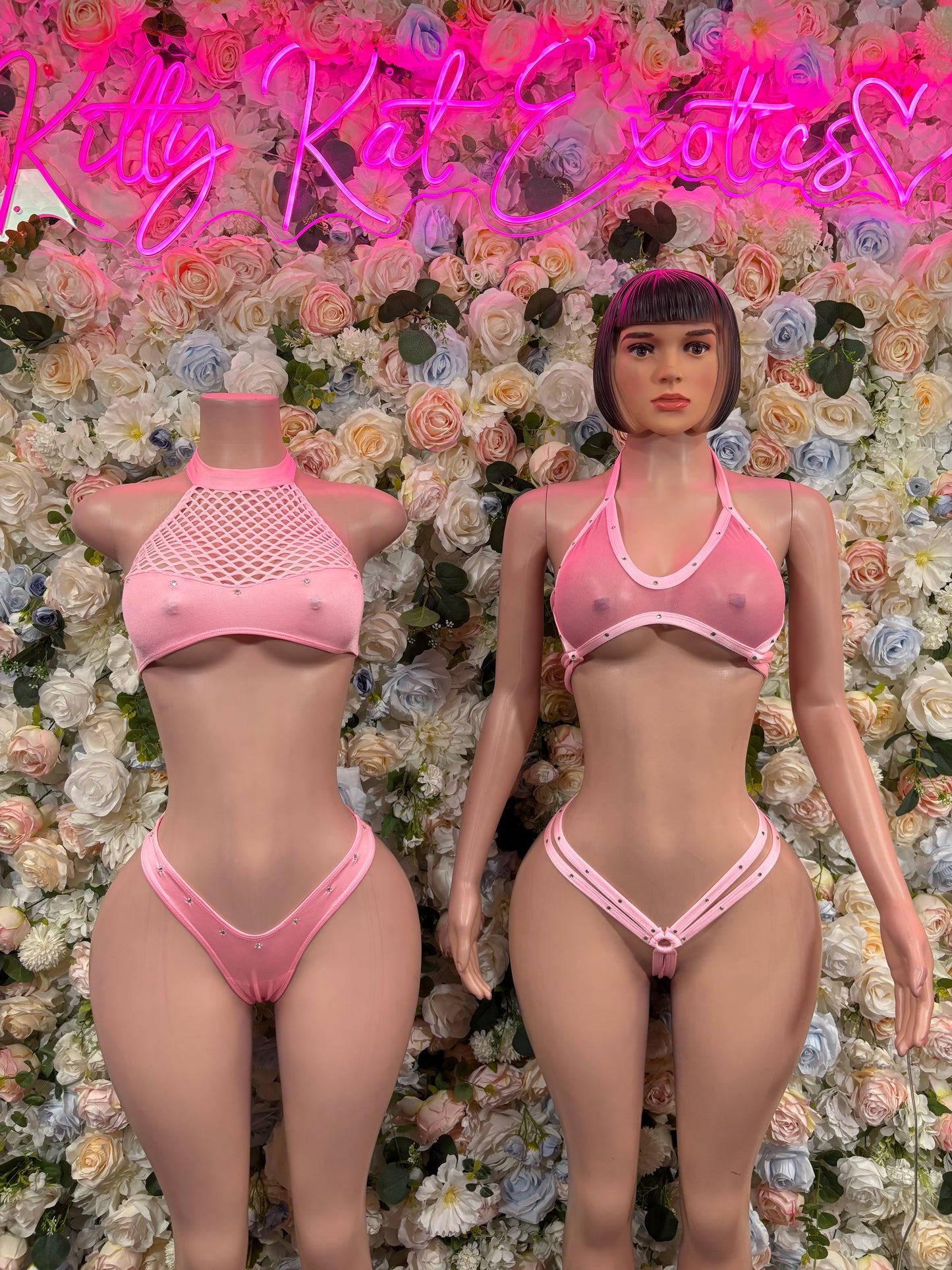 Baby Pink Bikini Two Piece Bartender Set Exotic Dancewear Rave Festival Outfit
