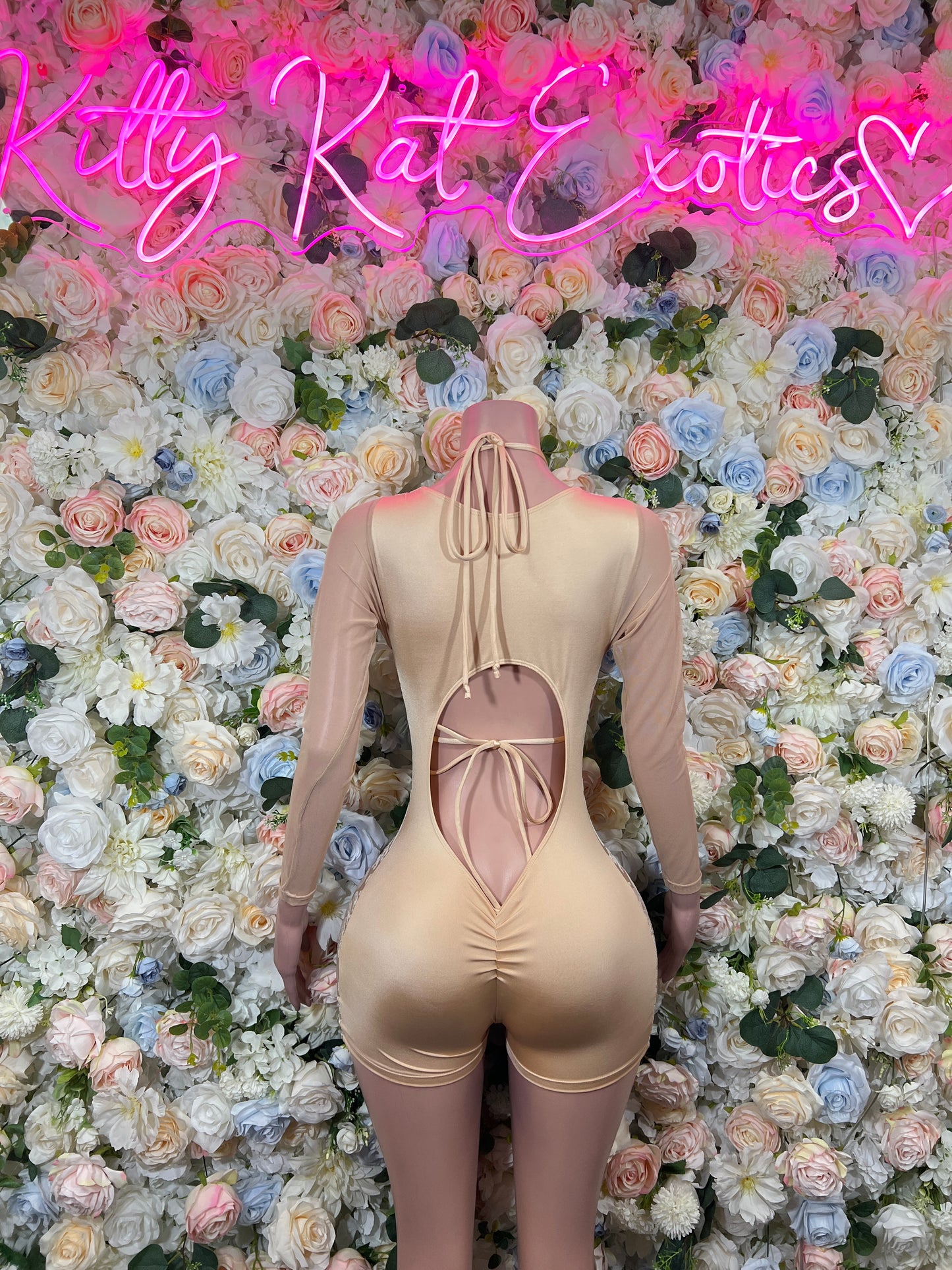 Champagne Gold Lace Criss Cross Cutout Bottlegirl  Bodysuit – Rave Festival Exotic Dance Clubwear