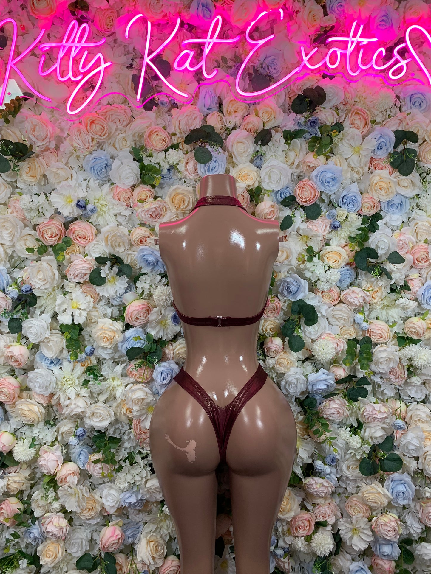 Burgundy Two Piece Rave Outfit, Rave Festival Wear