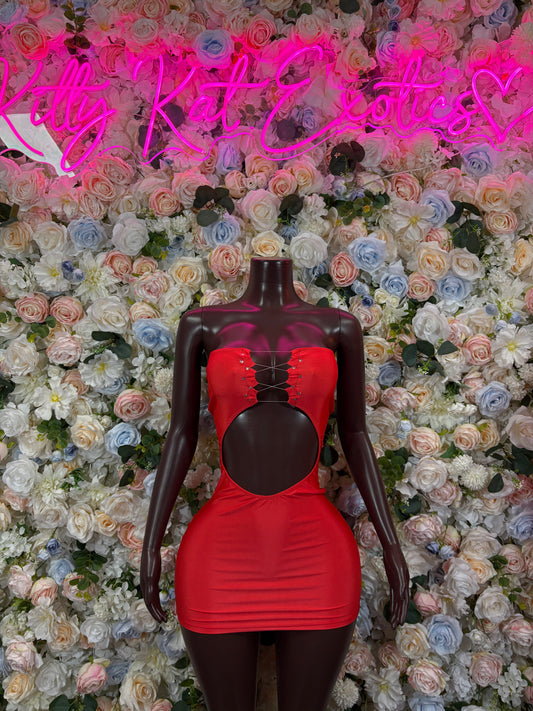 Red Mini Dress - Womens Cocktail Gown Sexy Evening Party Dress