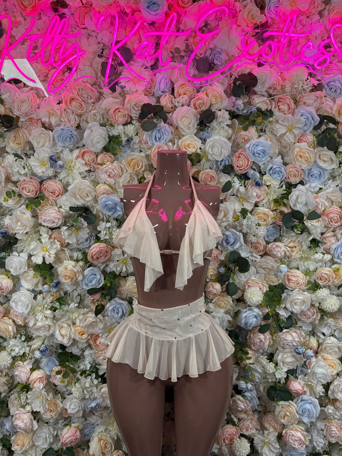 Two Piece Skirt Nude Festival Dress – Metallic Exotic Date Nite Dress, Dancewear