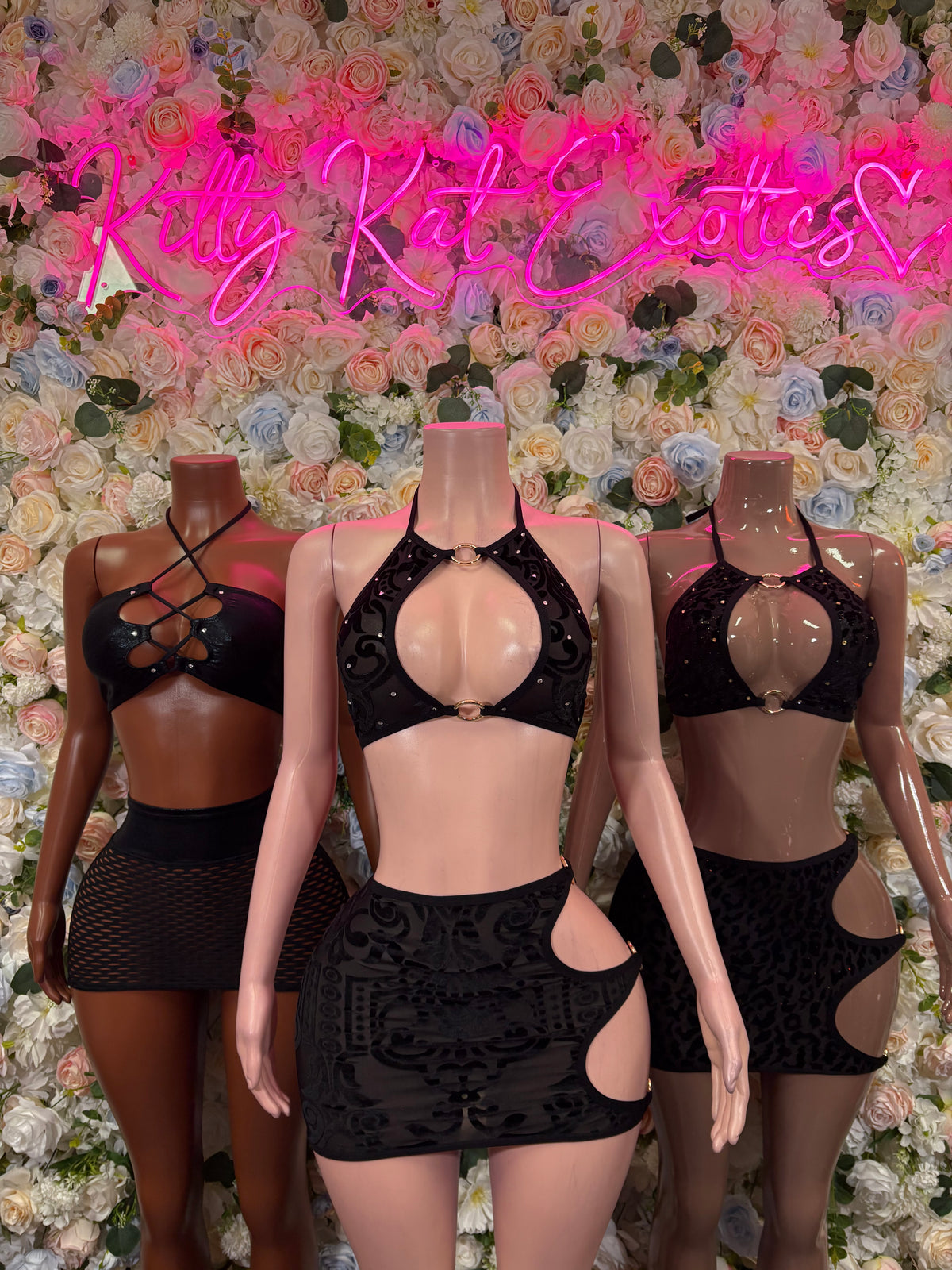 Black Velvet Mini Skirt Rave Outfit Two Piece  Festival Set | PlurRavewear