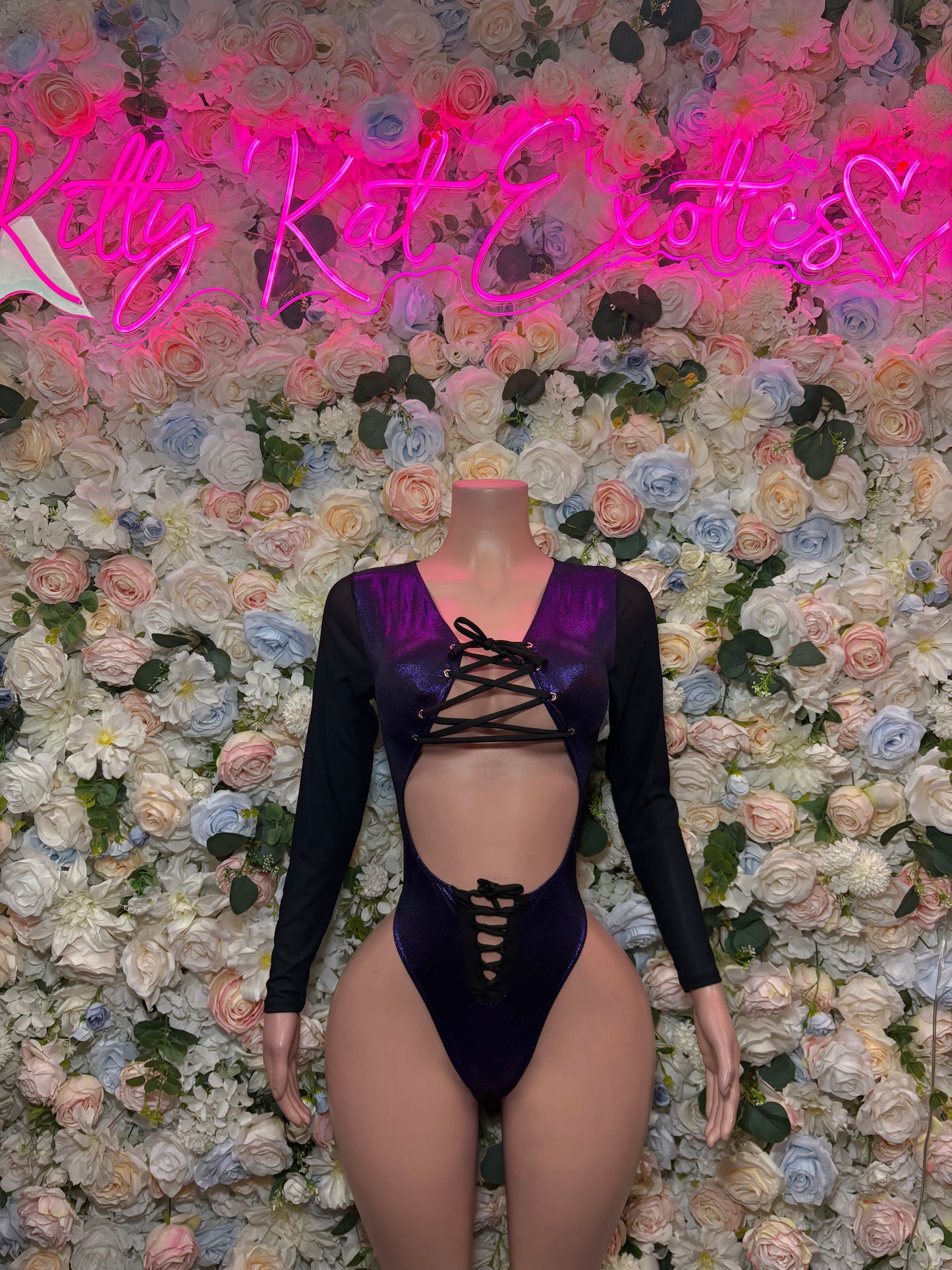 One-Piece Purple Metallic Bodysuit  Exotic Dancewear, Ravewear for Performers, Raves | Bottlegirl Outfits