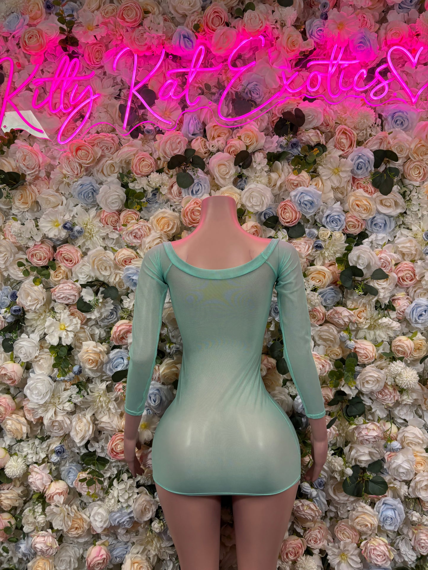 Baby Blue Mesh Dress - Sexy Formal Evening Dress, Exotic Dancewear, Date Night Outfit, Rave Festival Clubwear