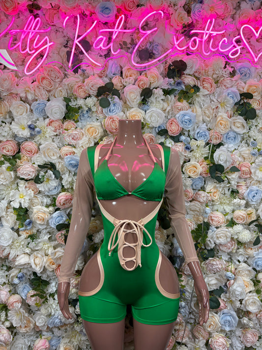 Bottlegirl St Patrick’s Day Green Bodysuit Festival Rave Outfit One Piece Festive