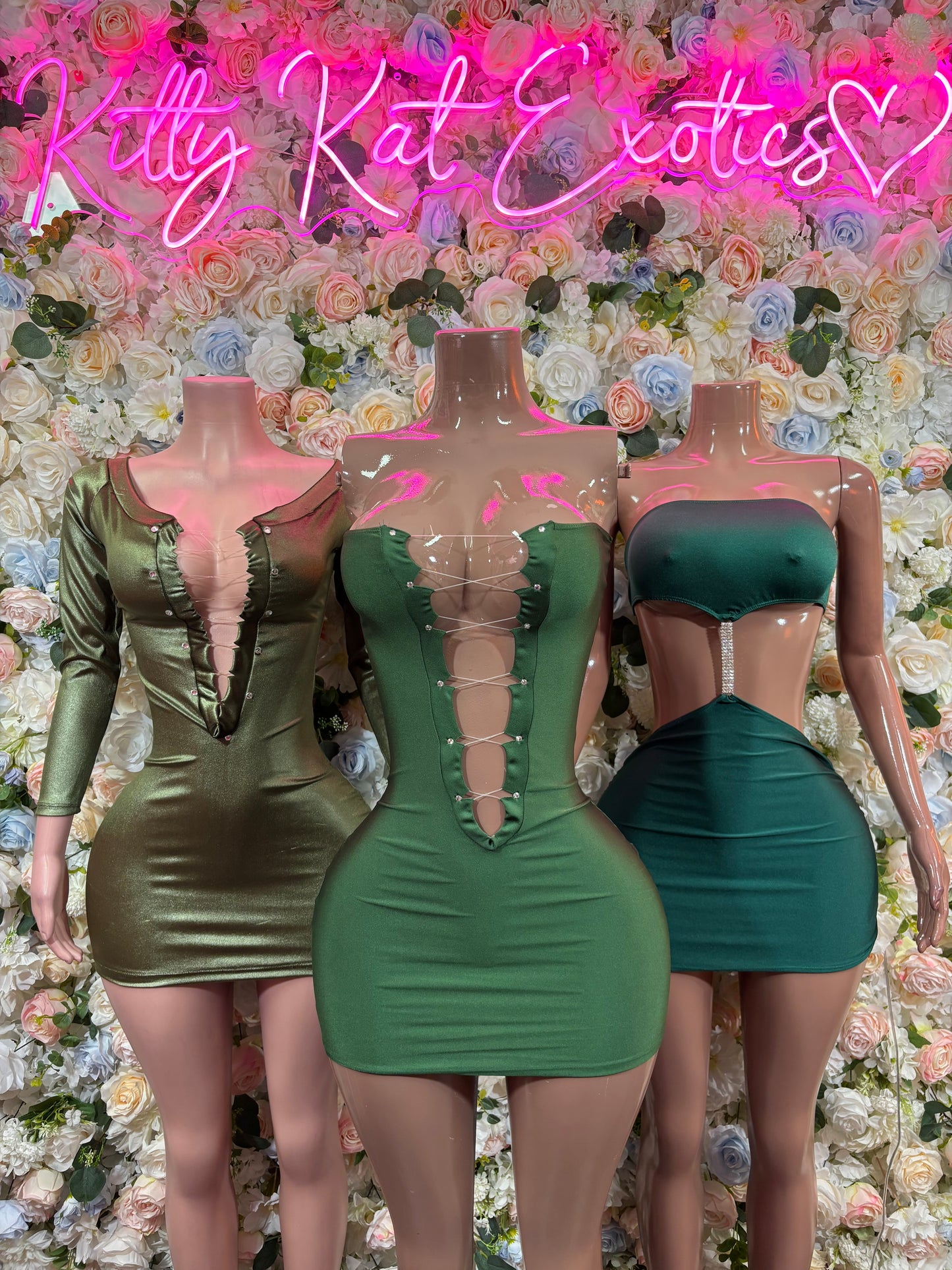 Green Dress - Sexy Formal Evening Dress, Exotic Dancewear, Date Night Outfit, Rave Festival Clubwear