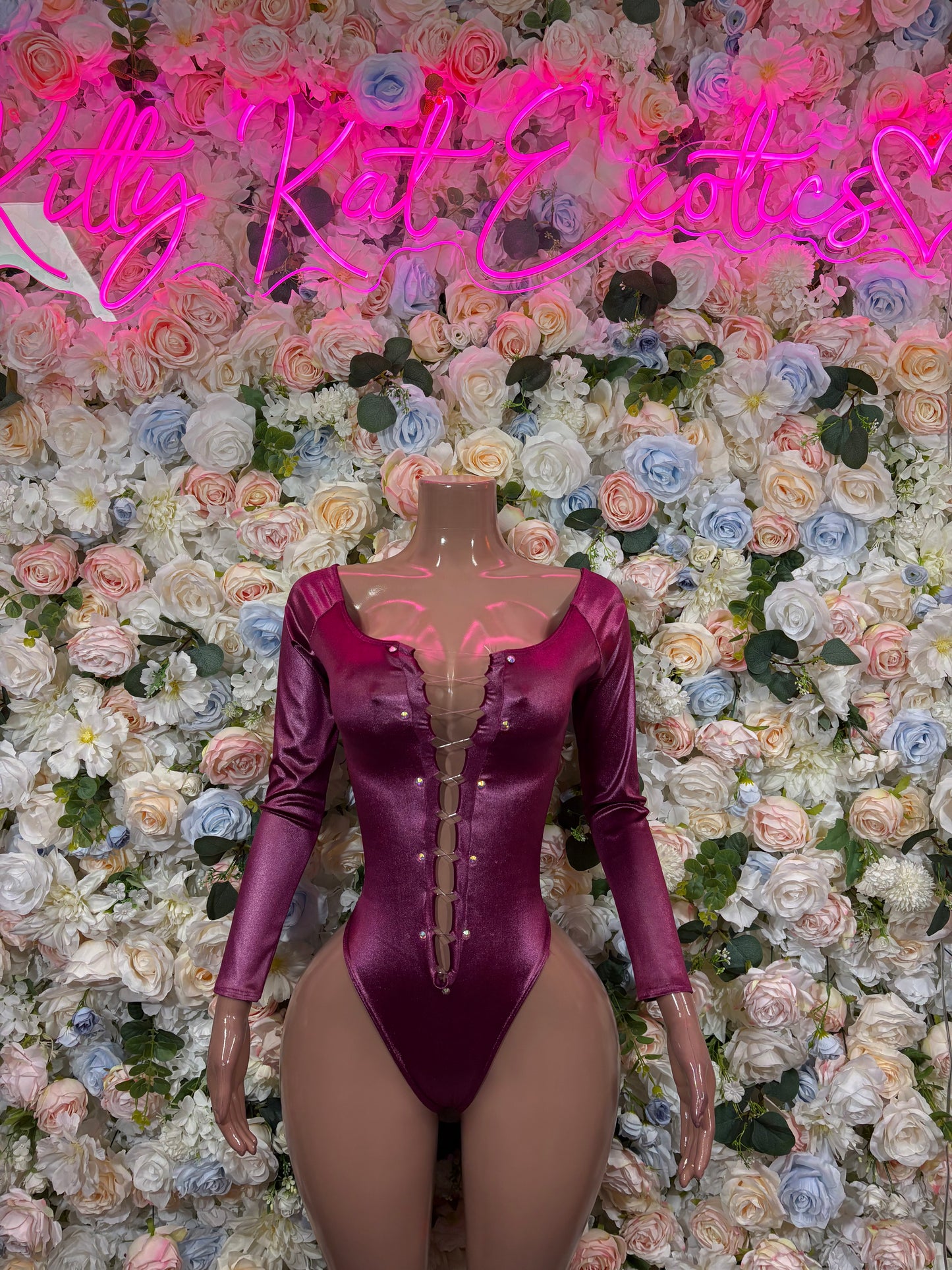 Bottlgeirl Burgundy Bodysuit Women’s Rave Festival Outfit - Exotic Dancewear