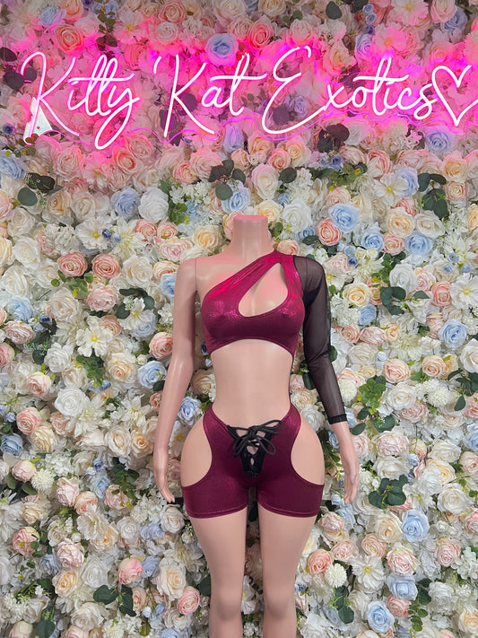 Bartender Outfits Burgundy Bodysuit Exotic Dancewear