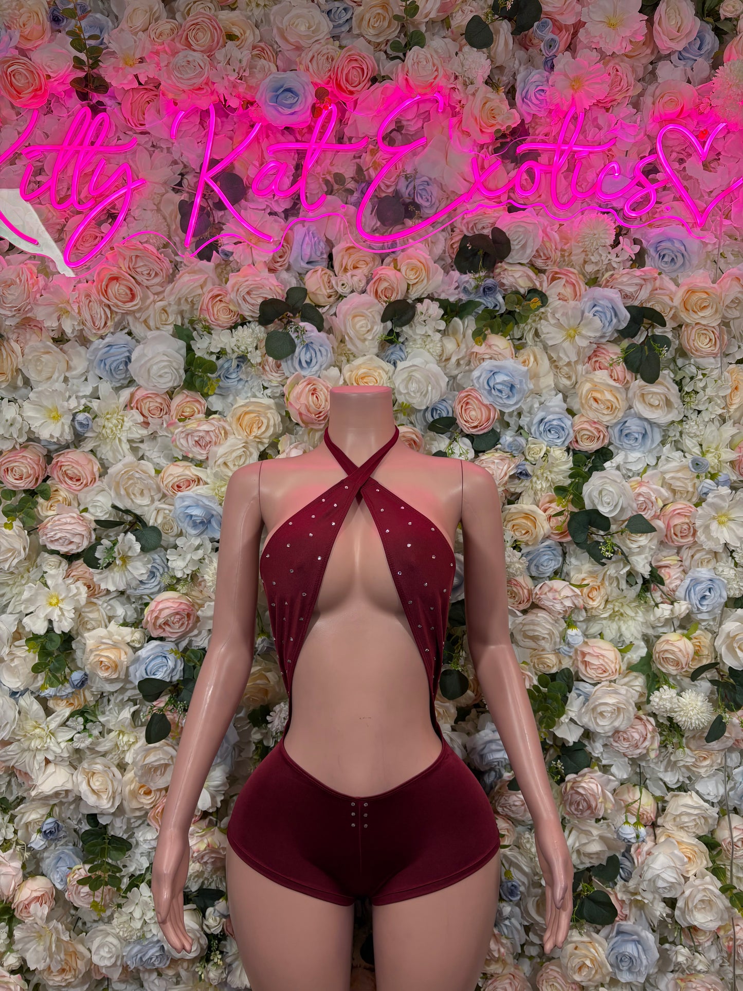 Bartender Bodysuit Burgundy Women’s Rave Festival Outfit - Exotic Dancewear