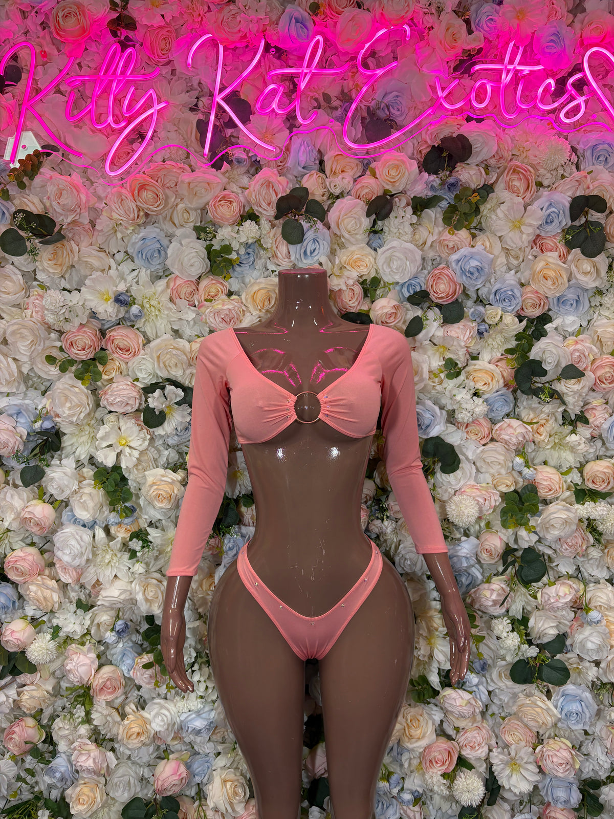 Orange Peach Exotic Dancewear  - Two Piece Bikini Festival Outfit, EDM Dancewear, Party Clubwear