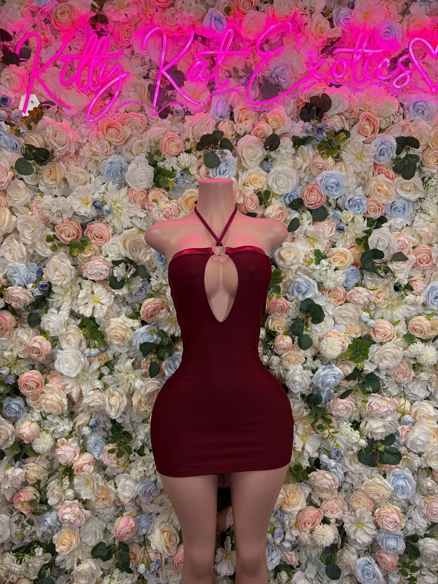 Burgundy Mini Dress  Ravewear - Sexy Festival Outfit, Clubwear, Performance Costume, EDM Party Wear
