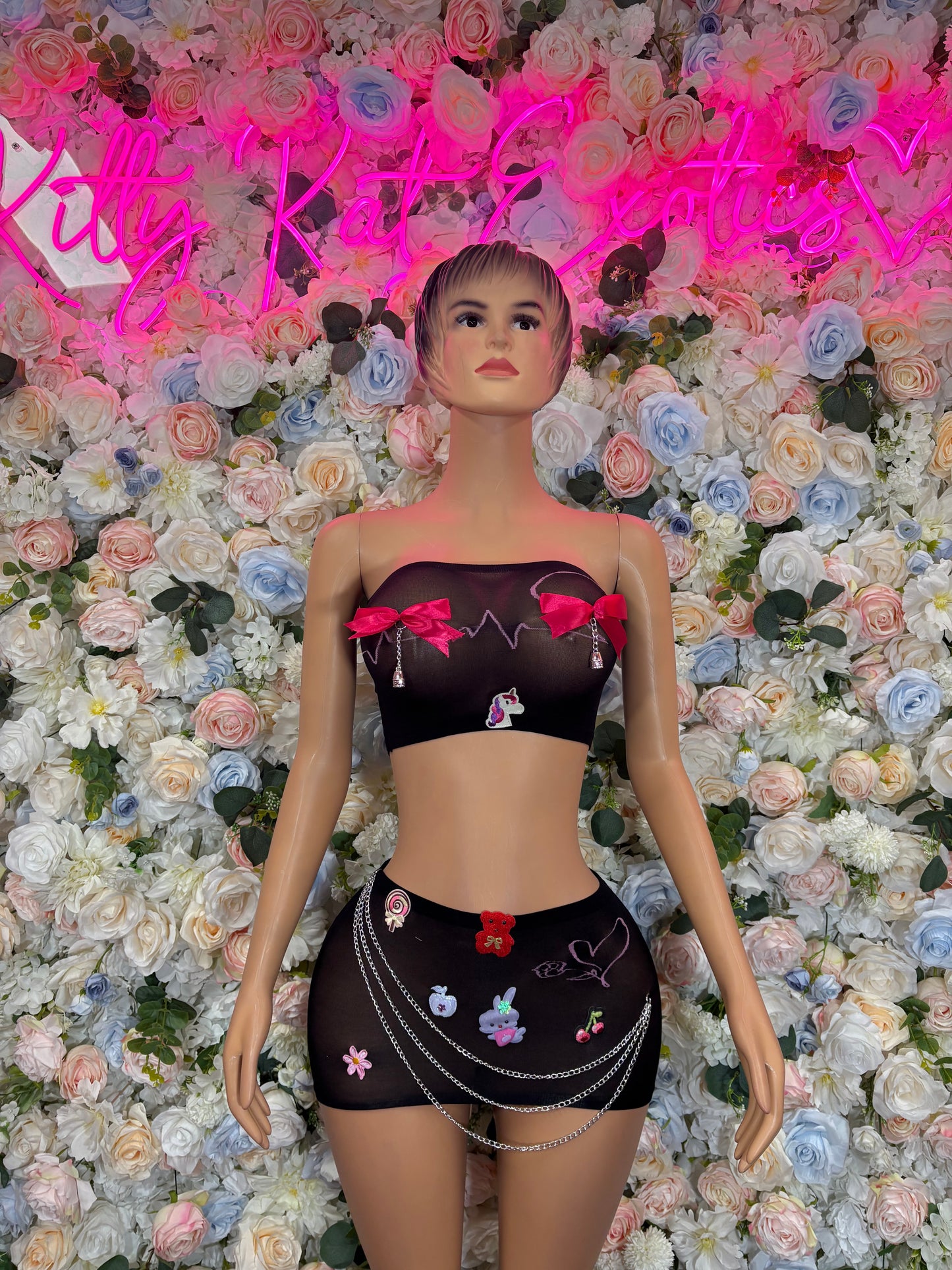 Fishent Two Piece Black Custom Exotic Dancewear Festival wear