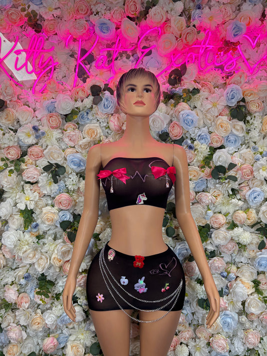 Fishent Two Piece Black Custom Exotic Dancewear Festival wear