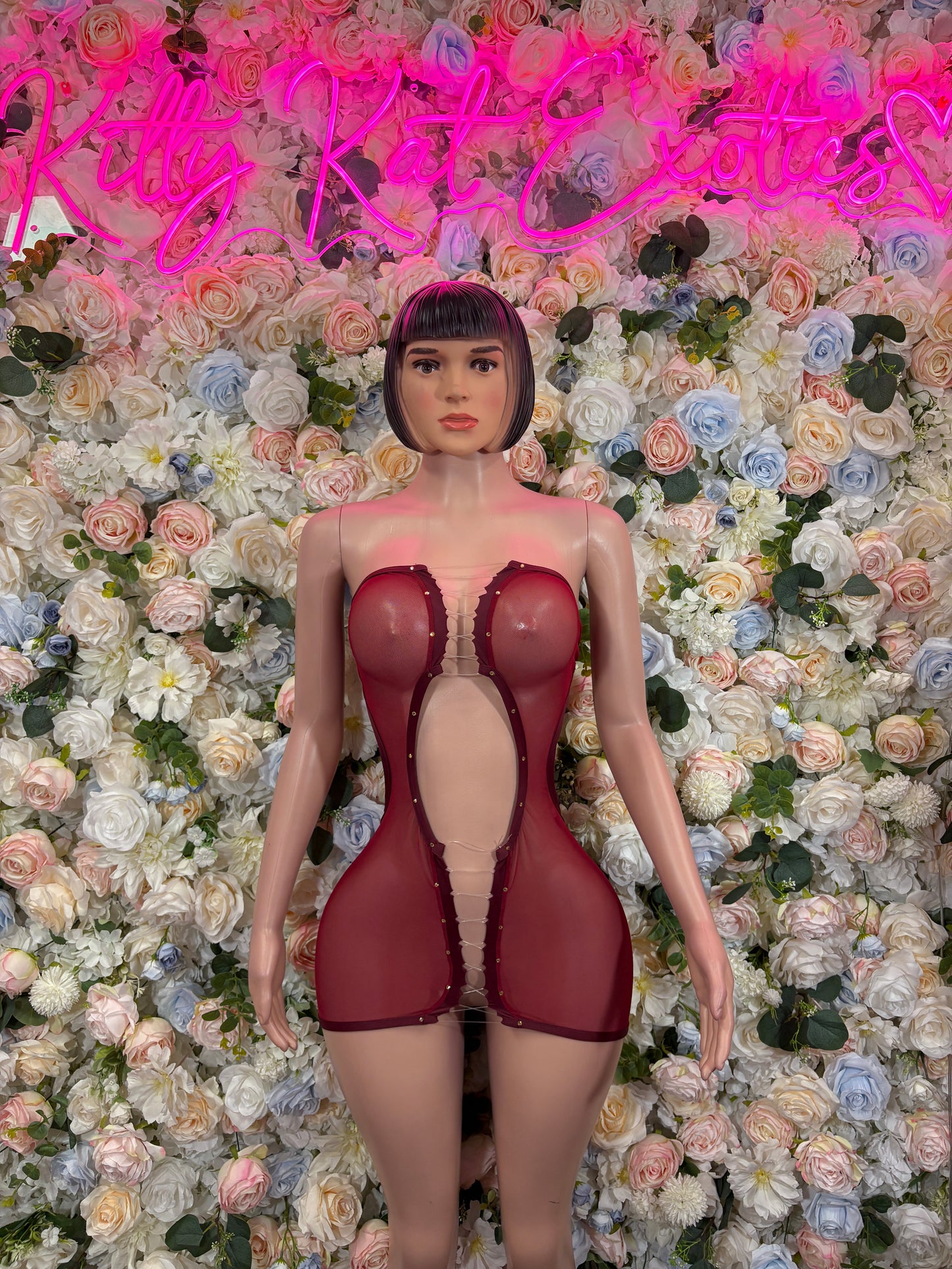 Burgundy Mini Dress  Ravewear - Sexy Festival Outfit, Clubwear, Performance Costume, EDM Party Wear