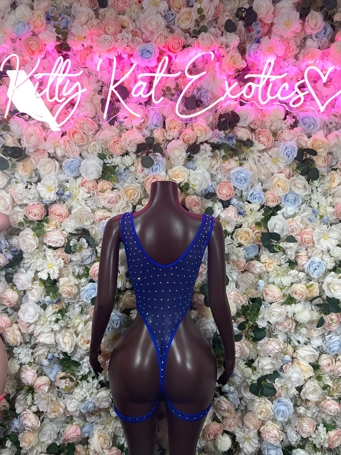 Rhinestone Bodysuit Blue  Exotic Dancewear